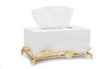 Cargar imagen en el visor de la galería, White Tissue Box on Gold Leaf Design Base