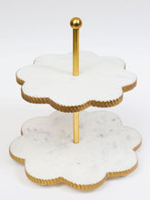 Cargar imagen en el visor de la galería, Cake Stand Marble Knob Gold Border and Stem
