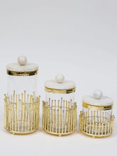 Cargar imagen en el visor de la galería, Glass Canisters with Gold Linear Details (3 Sizes)
