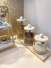 Cargar imagen en el visor de la galería, Glass Canisters with Gold Linear Details (3 Sizes)
